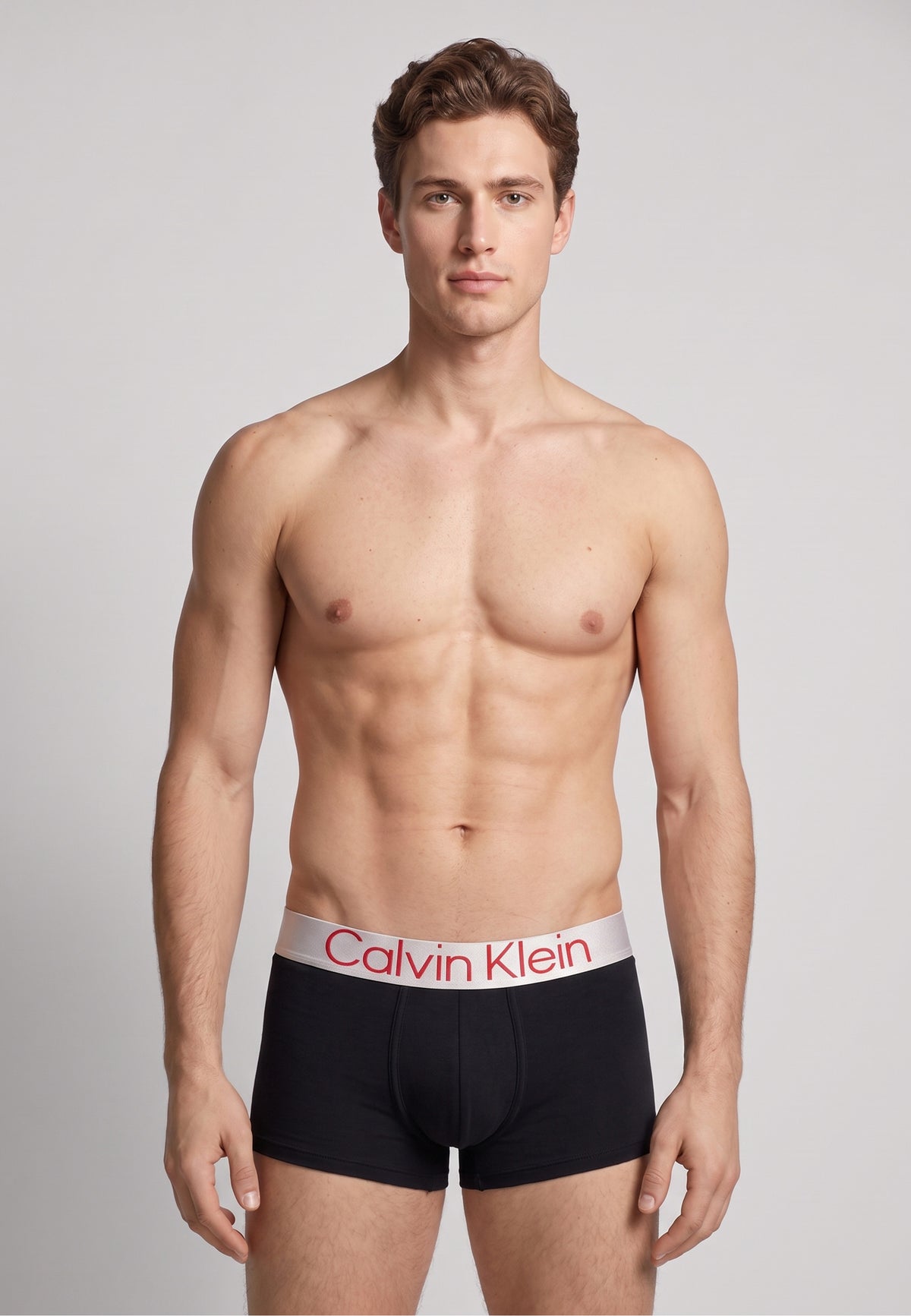 Calvin Klein Calvin Klein Boxer court — Noir ceinture blanche logo rouge