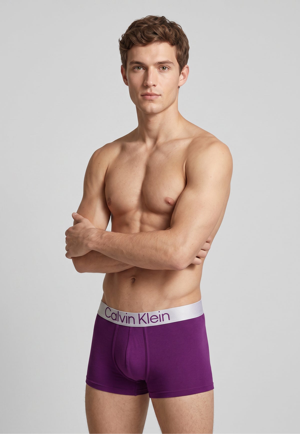 Calvin Klein Calvin Klein Boxer court — Prune ceinture blanche