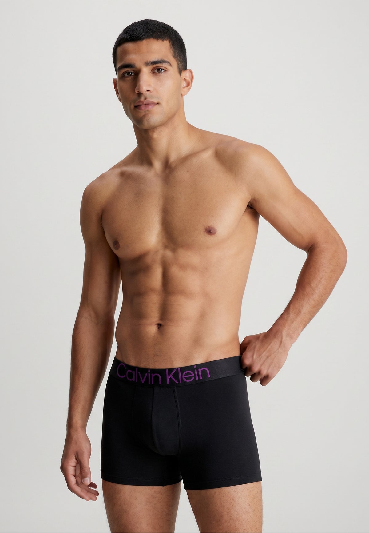 Calvin Klein Calvin Klein Boxer long — Noir logo violet