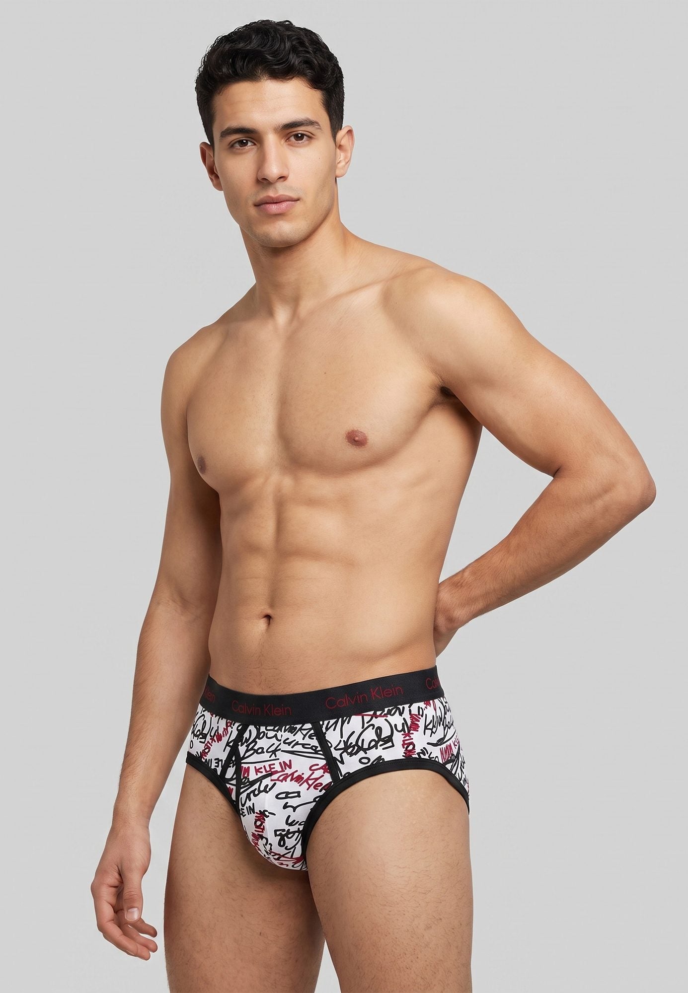 Calvin Klein Brief — imprime blanc rouge — sous-vêtement homme authentique