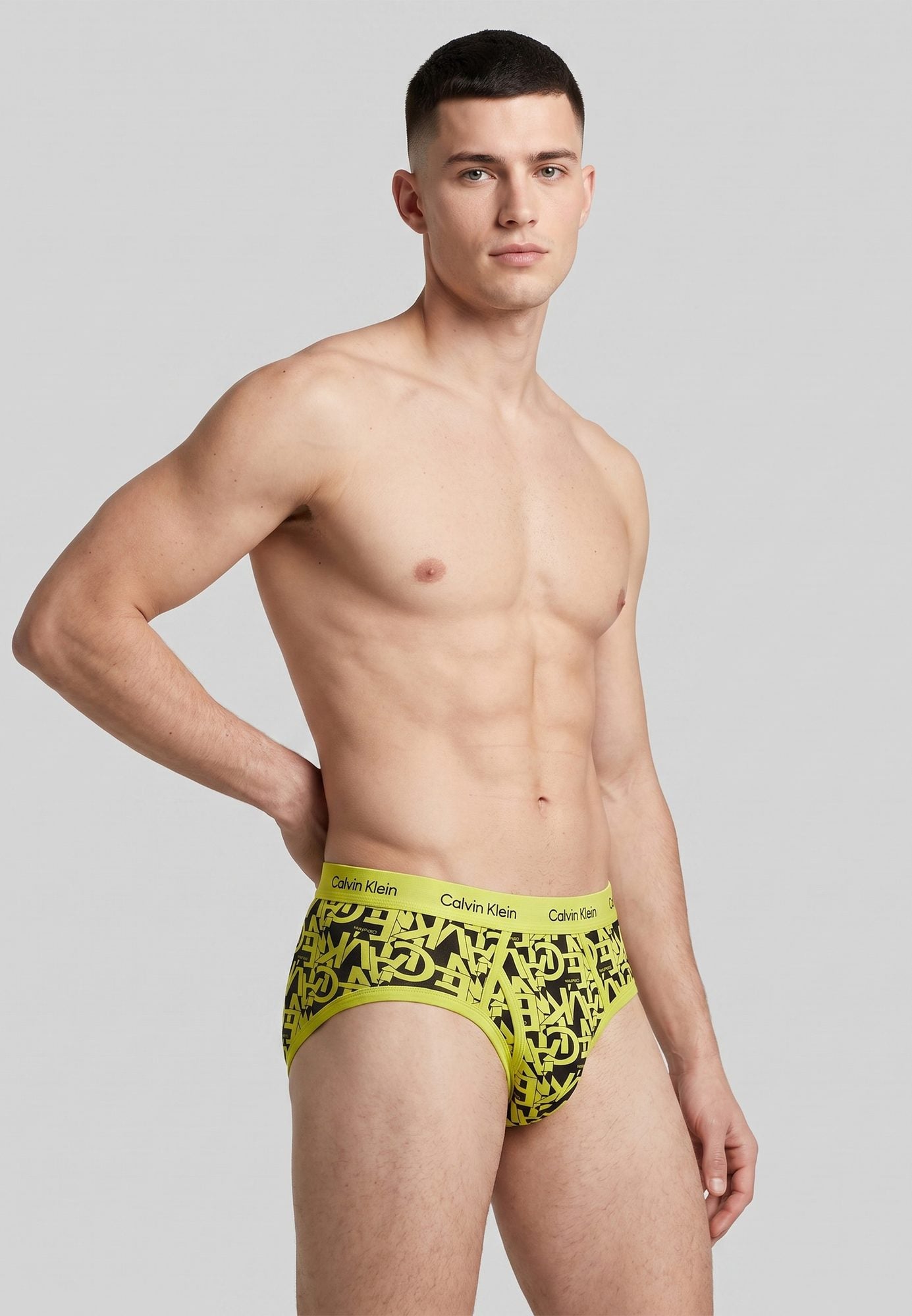 Calvin Klein Brief — imprime jaune — sous-vêtement homme authentique