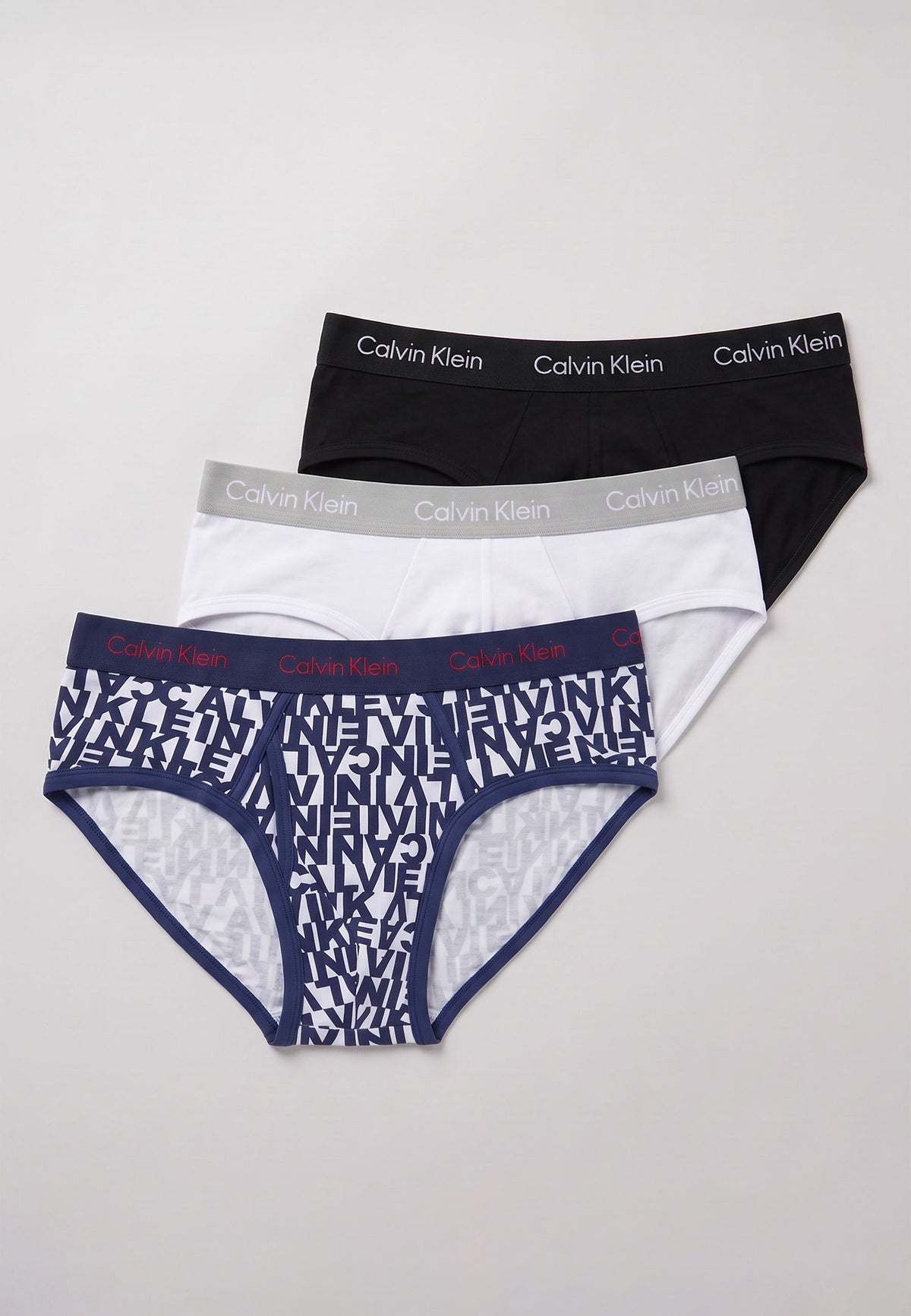 Pack de 3 slips Calvin Klein — exemple d'assortiment