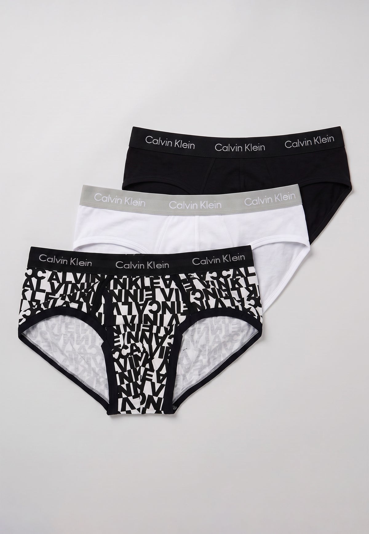 Pack de 3 slips Calvin Klein — exemple d'assortiment