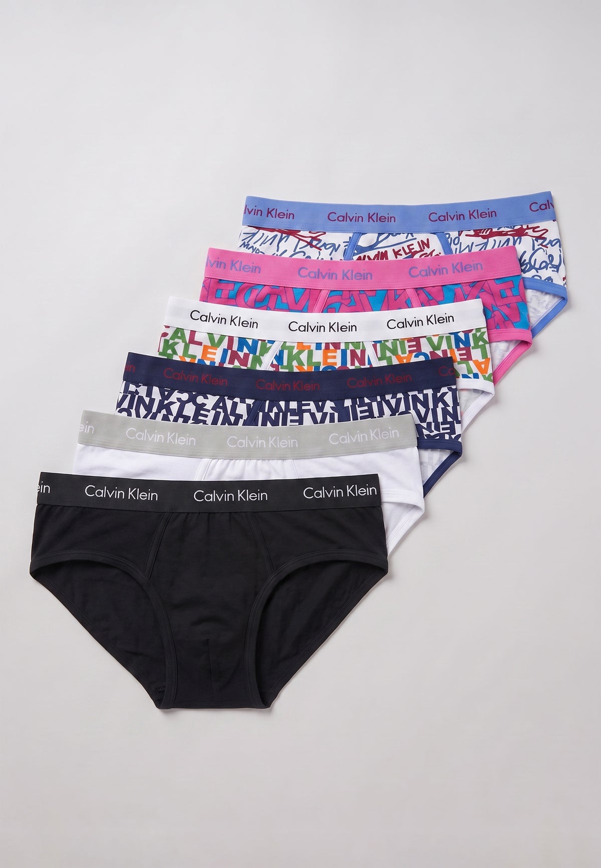 Pack de 6 slips Calvin Klein — exemple d'assortiment